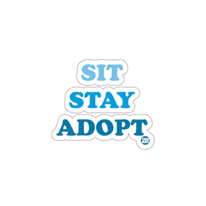 Load image into Gallery viewer, Sit Stay Adopt Blue and White Sticker for Pet Lovers
