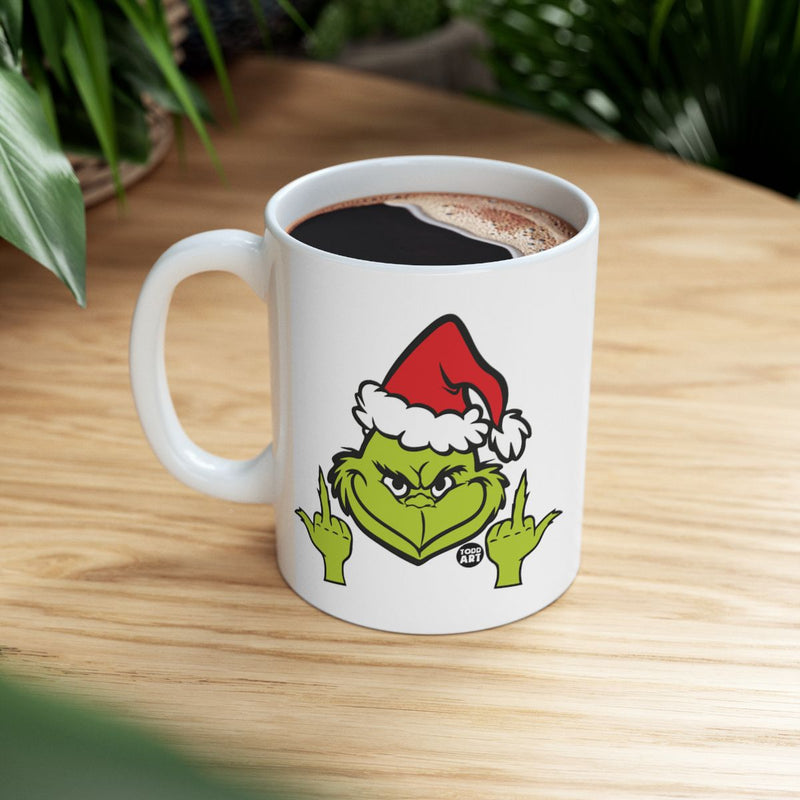 Load image into Gallery viewer, Grinch With Santa Hat Funny Christmas Mug for Holiday
