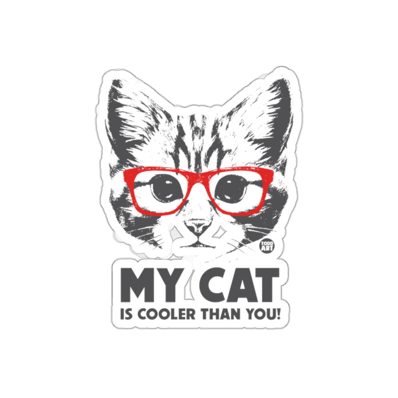 Load image into Gallery viewer, My Cat Is Cooler Than You Funny Cat Glasses Sticker
