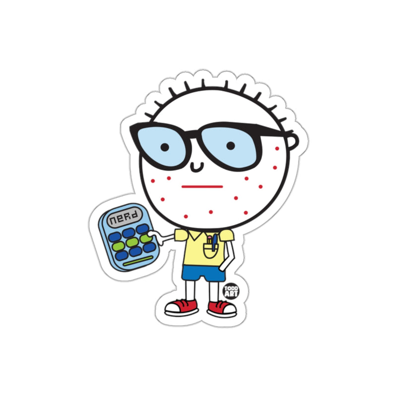 Load image into Gallery viewer, Cartoon Nerd with Calculator Black Background sticker
