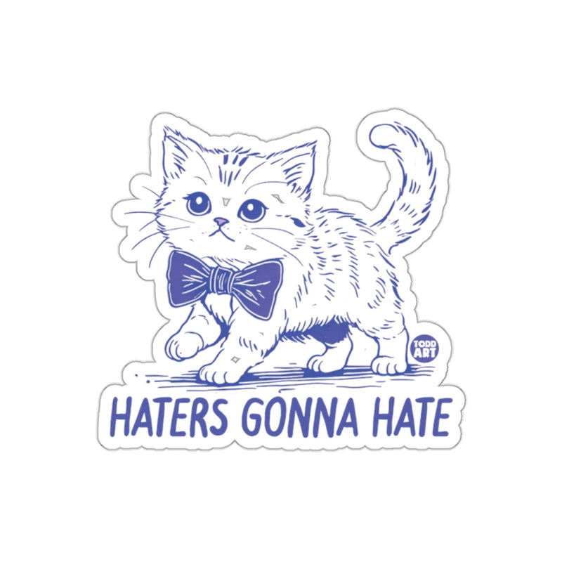Load image into Gallery viewer, Haters Gonna Hate Cute Cat Bow Sticker Sticker
