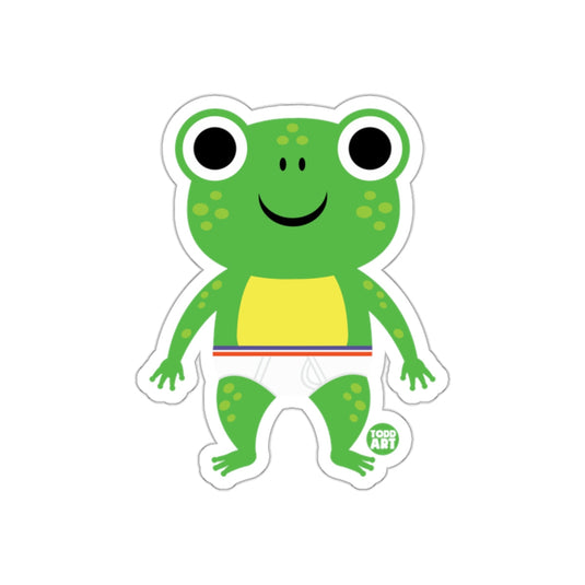 Cute Green Frog with Diaper Illustration Sticker
