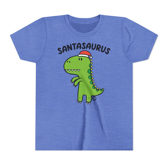Santasaurus Kids Christmas Tee, Cute Dinosaur Holiday Children's Shirt, Santa Dinosaur Xmas Tee Kids