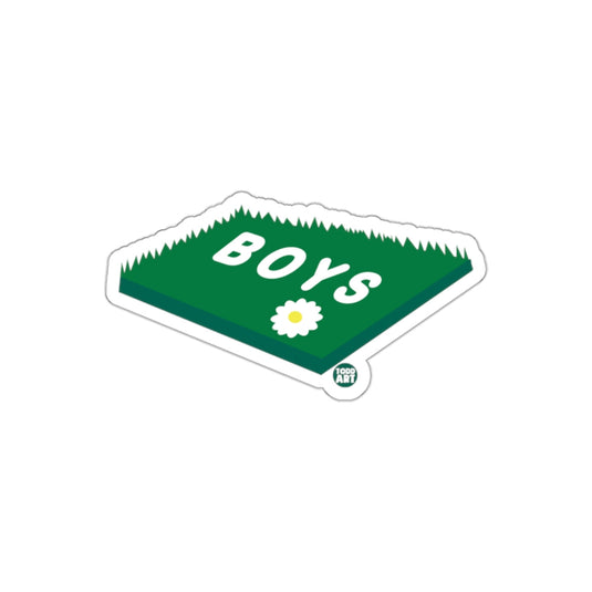 Boys on Grass Design with Daisy Sticker