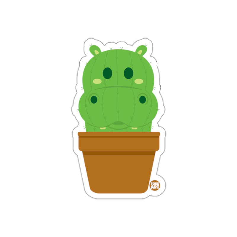 Load image into Gallery viewer, Cute Hippo Cactus Illustration in Flower Pot Sticker
