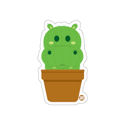 Cute Hippo Cactus Illustration in Flower Pot Sticker