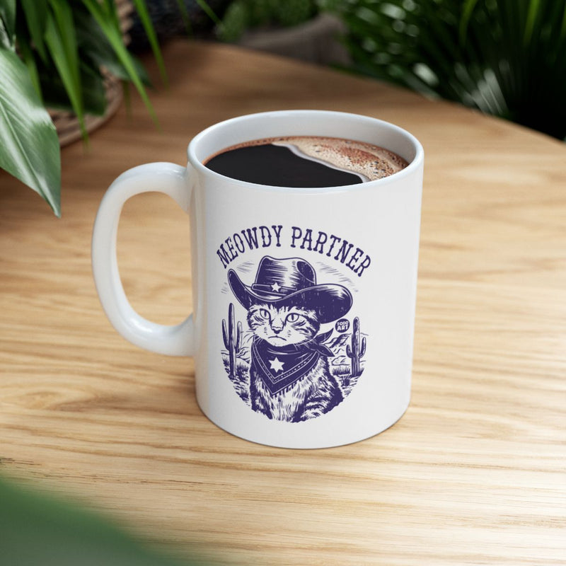 Load image into Gallery viewer, Meowdy Partner Cowboy Cat Cactus Mug for Cat Lovers
