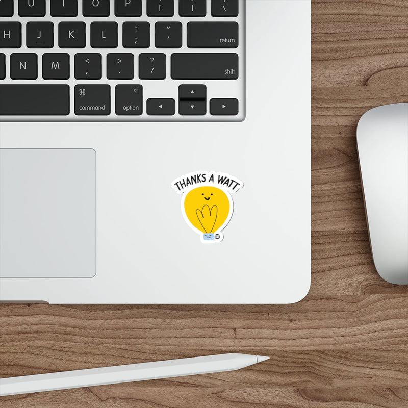 Load image into Gallery viewer, Thanks a Watt Light Bulb Cartoon Sticker
