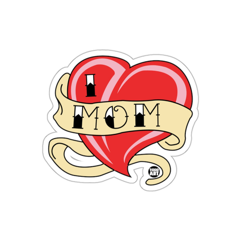 Load image into Gallery viewer, I Heart Mom Red Heart and Banner Sticker Design

