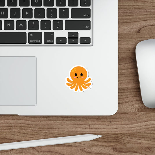 Cute Orange Octopus Laptop Decal Sticker for Kids and Adults