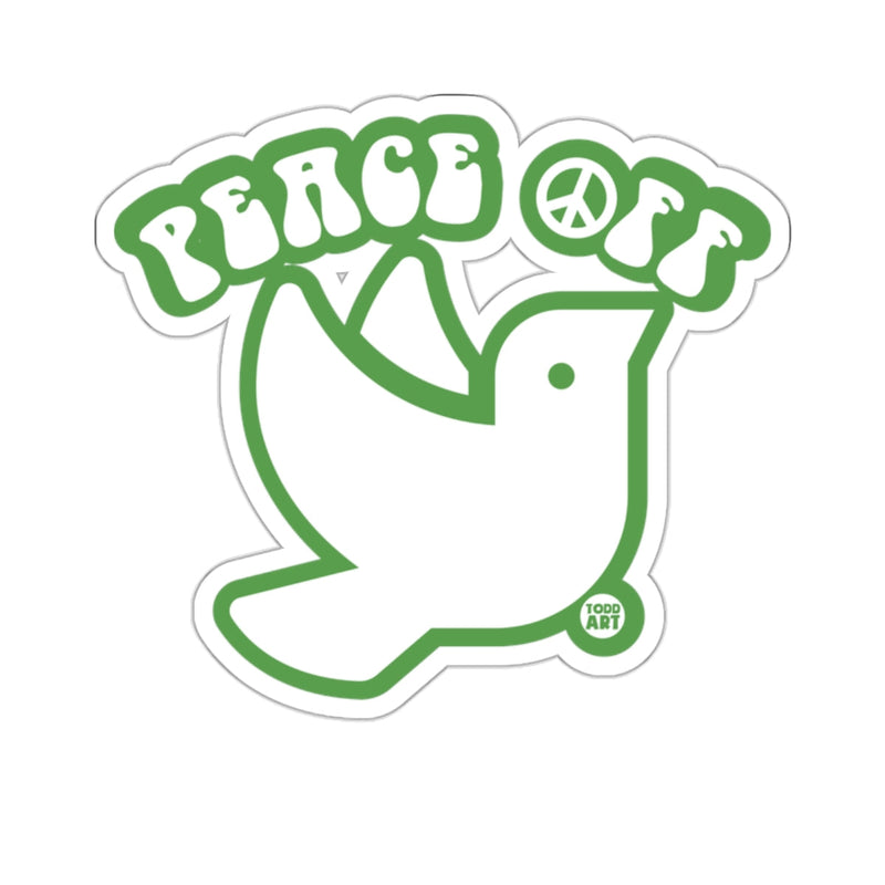 Load image into Gallery viewer, Peace Off Green Outline Cartoon Dove Sticker
