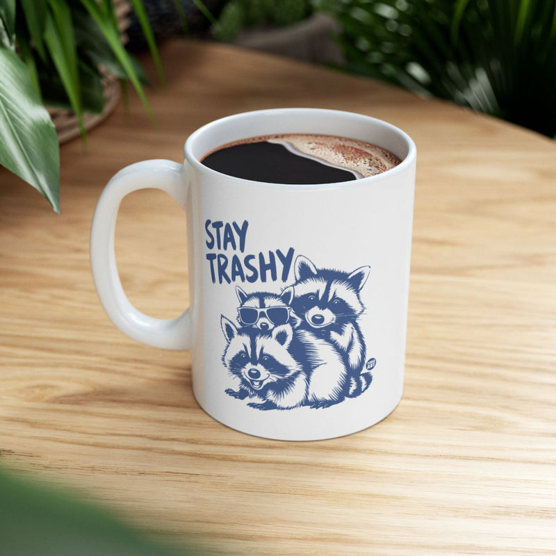 Load image into Gallery viewer, Stay Trashy Raccoon Themed Coffee Mug for Hot Drinks
