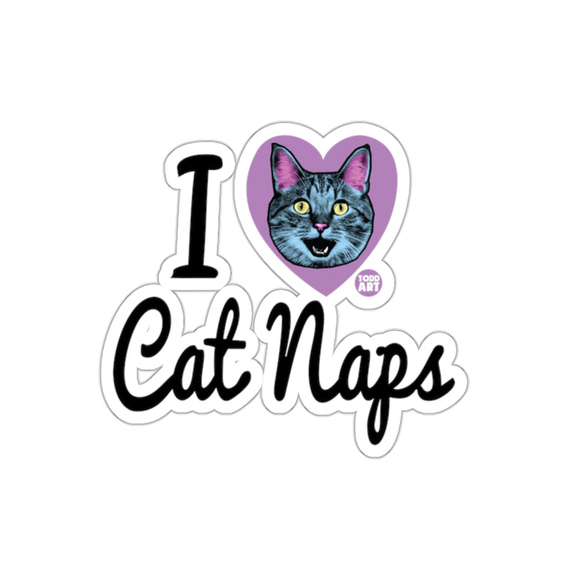 Load image into Gallery viewer, I Love Cat Naps Sticker Fun Cat Illustration Design
