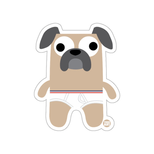 Cute Cartoon Pug With Boxer Shorts Sticker