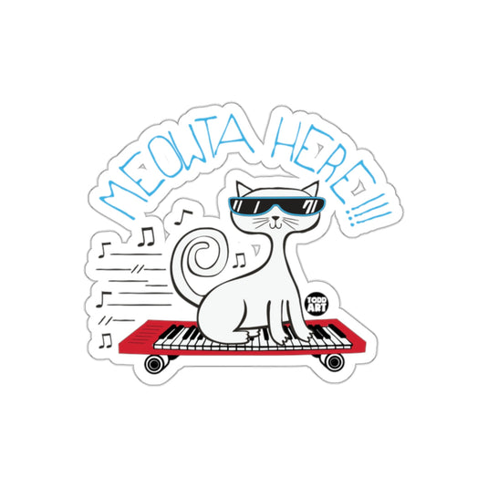 Meowta Here Cool Cat Playing Keyboard Sticker