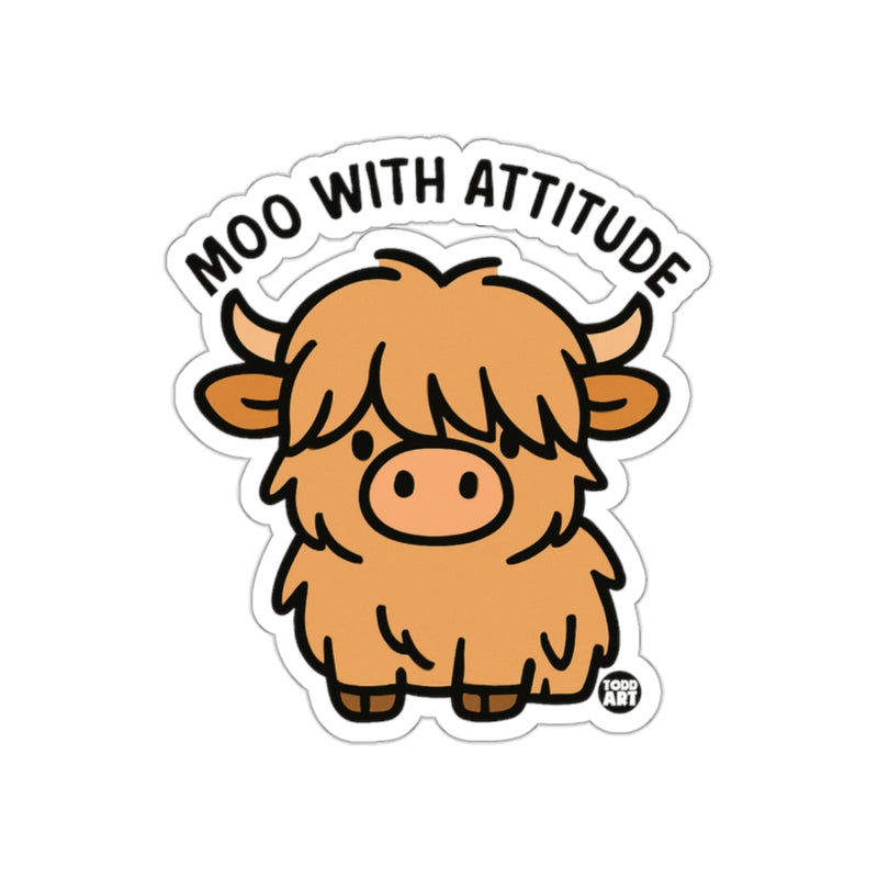 Load image into Gallery viewer, Moo With Attitude Highland Cow Sticker
