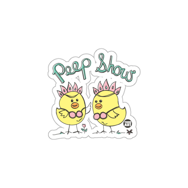 Load image into Gallery viewer, Peep Show Todd Art Chickens Sticker with Tulip Design
