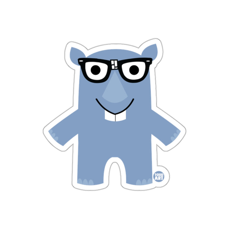 Load image into Gallery viewer, Cute Blue Cartoon Character with Glasses Sticker
