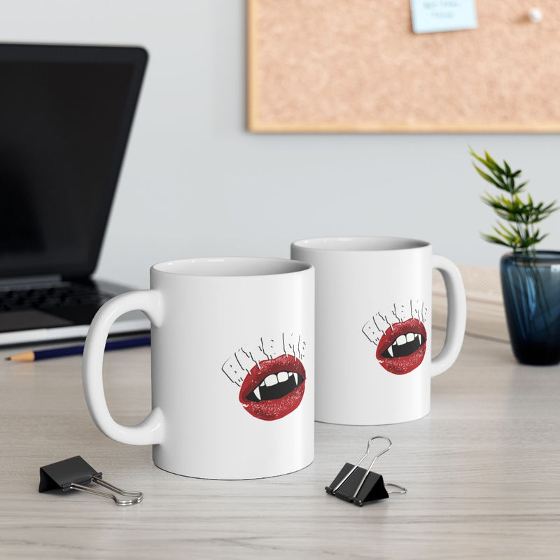 Load image into Gallery viewer, Bite Me Vampire Lips Graphic Mug Product
