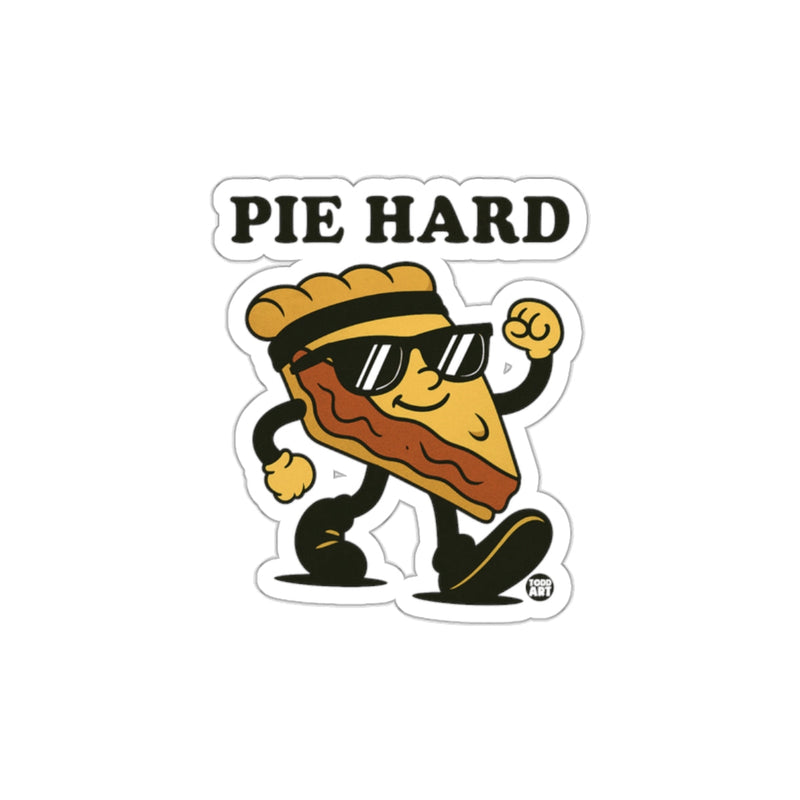 Load image into Gallery viewer, Pie Hard Sticker with Cool Pie Cartoon Character
