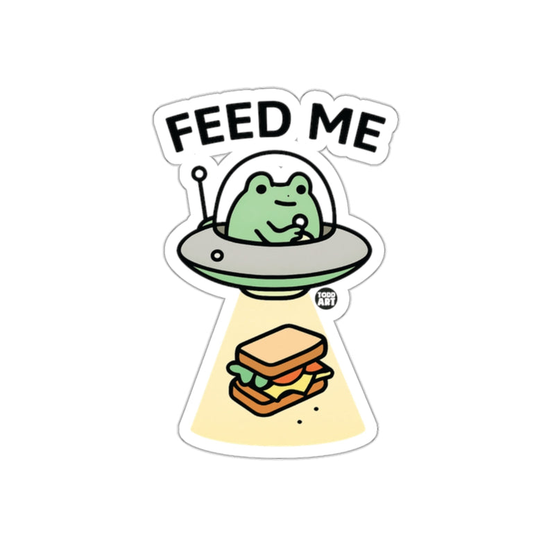 Load image into Gallery viewer, Alien Frog Eating Sandwich Sticker Design

