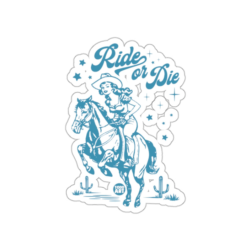 Load image into Gallery viewer, Ride or Die Vintage Cowgirl Sticker Product
