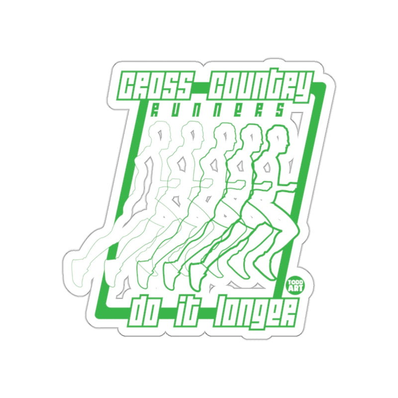 Load image into Gallery viewer, Cross Country Runners Do It Longer Green Design sticker
