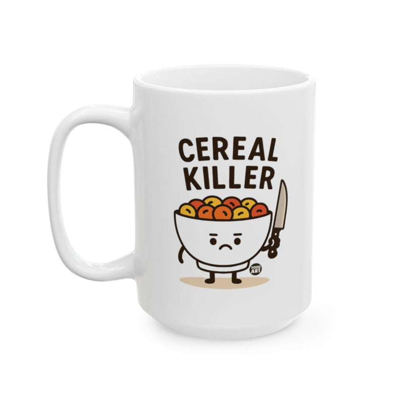 Load image into Gallery viewer, Cereal Killer Funny Mug with Cartoon Bowl Design
