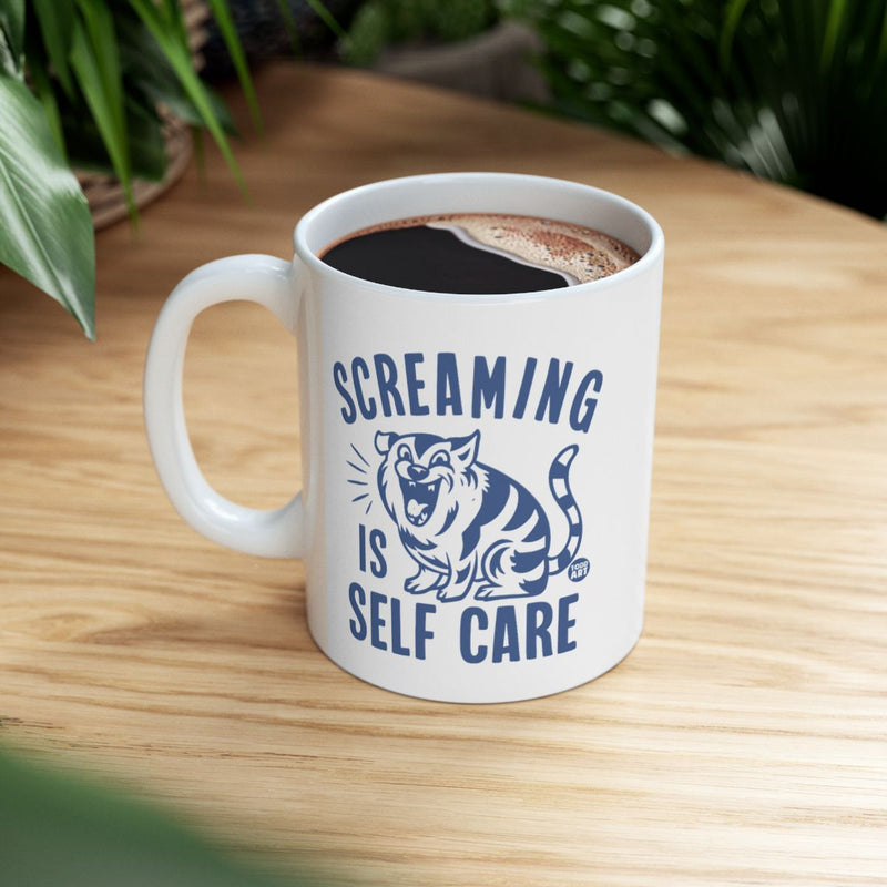Load image into Gallery viewer, Screaming Is Self Care Tiger Design Mug

