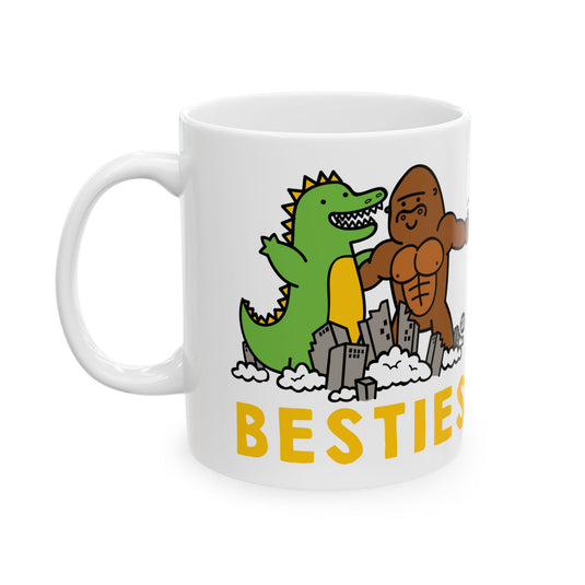 Besties Godzilla King Kong Mug, Funny Godzilla Coffee Mug, Funny Kong Mug