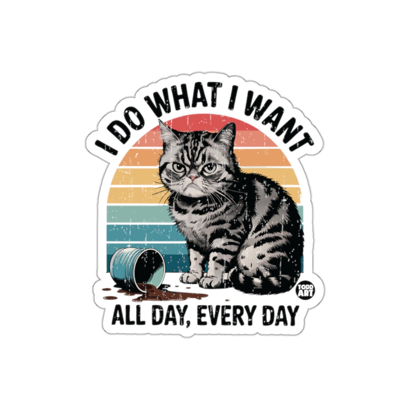 Load image into Gallery viewer, I DO WHAT I WANT Cat with Mug Artwork Design sticker
