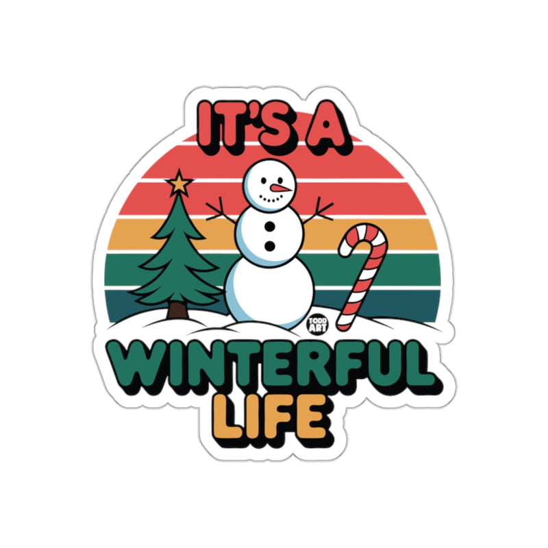Load image into Gallery viewer, It's A Winterful Life Snowman Tree Candy Cane Sticker
