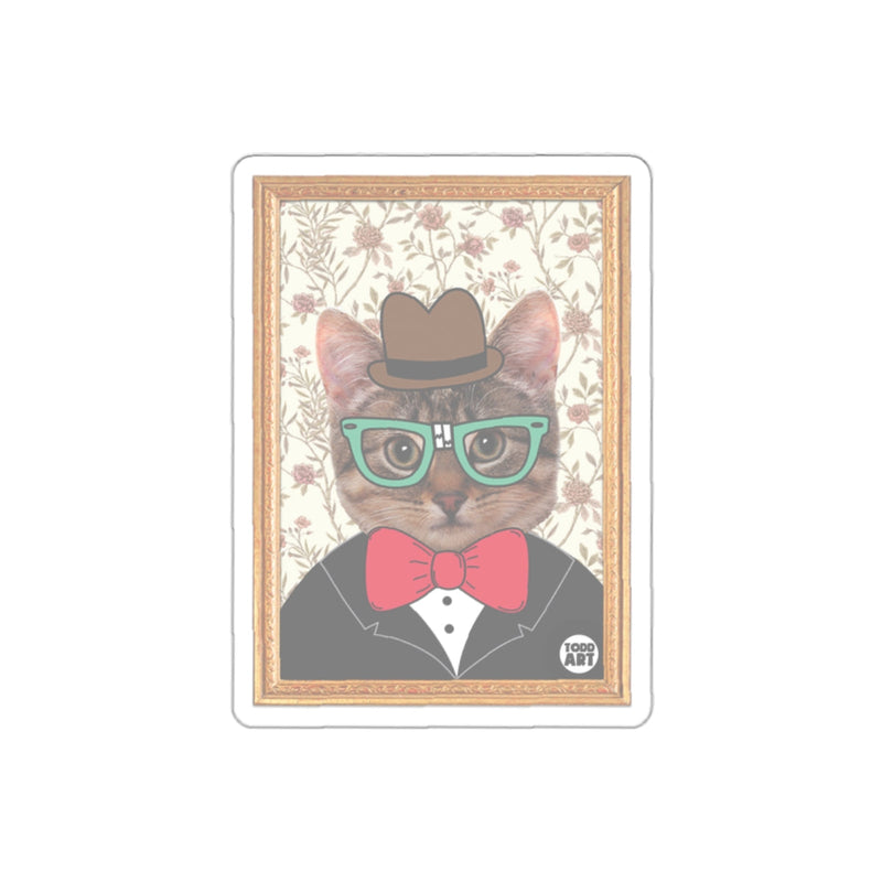 Load image into Gallery viewer, Cat in Glasses with Bow Tie Vintage Art Sticker
