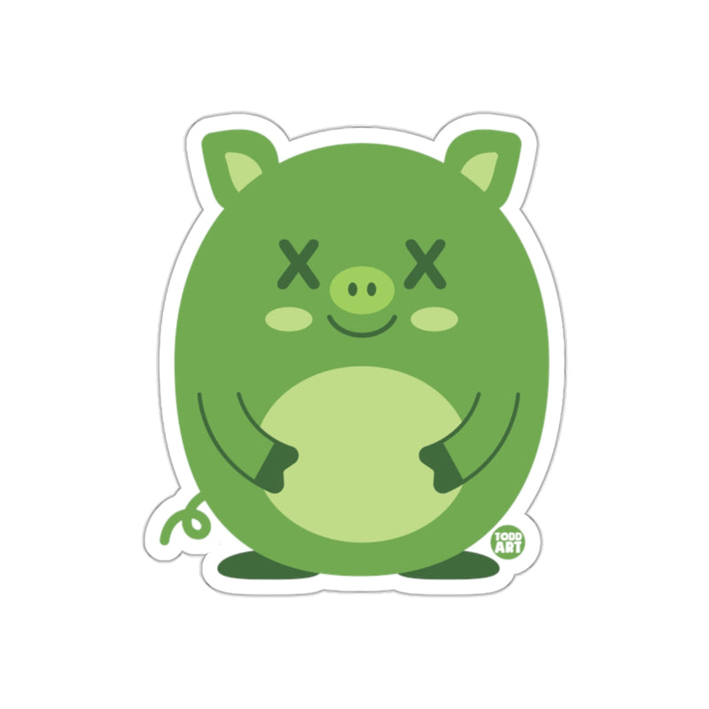 Load image into Gallery viewer, Cute Green Pig with X Eyes Cartoon Sticker Product
