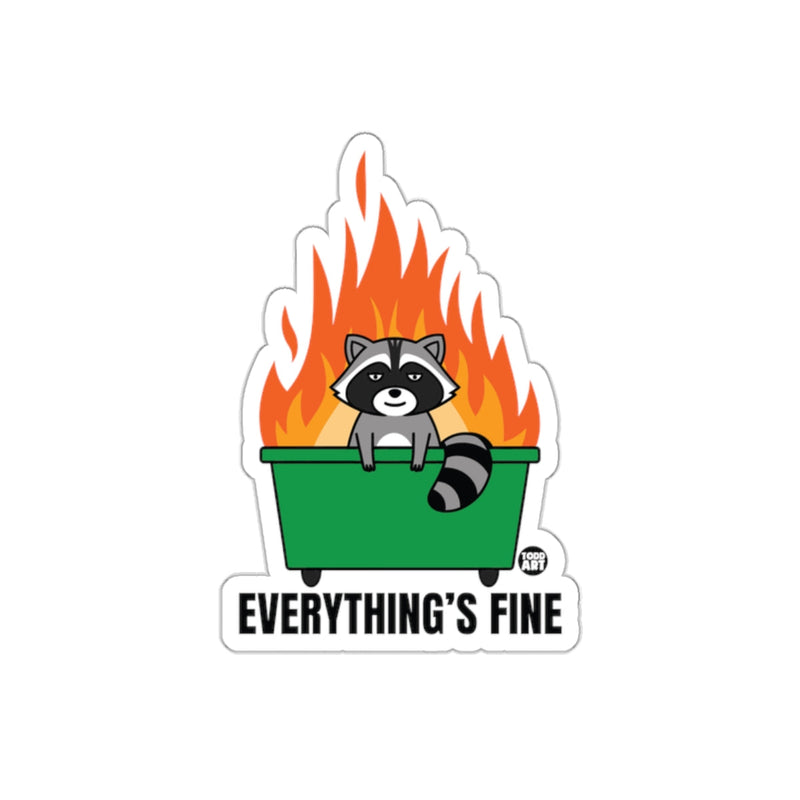 Load image into Gallery viewer, Everything is Fine Raccoon in a Dumpster Fire sticker
