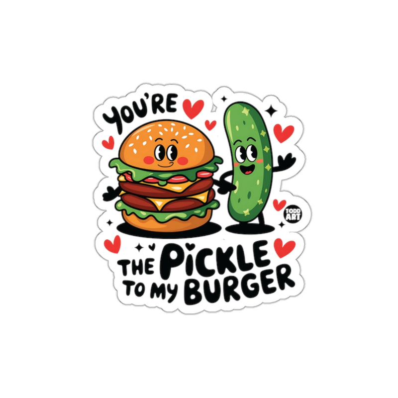 Load image into Gallery viewer, You're The Pickle to My Burger Cartoon Couple sticker
