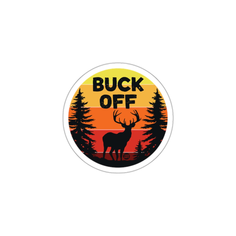 Load image into Gallery viewer, Buck Off Deer and Forest Pattern Circular Sticker
