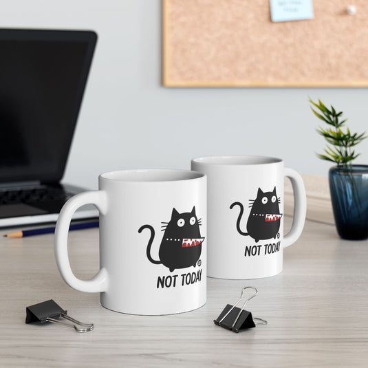 Playful Cat Not Today Funny Quote Coffee Mug