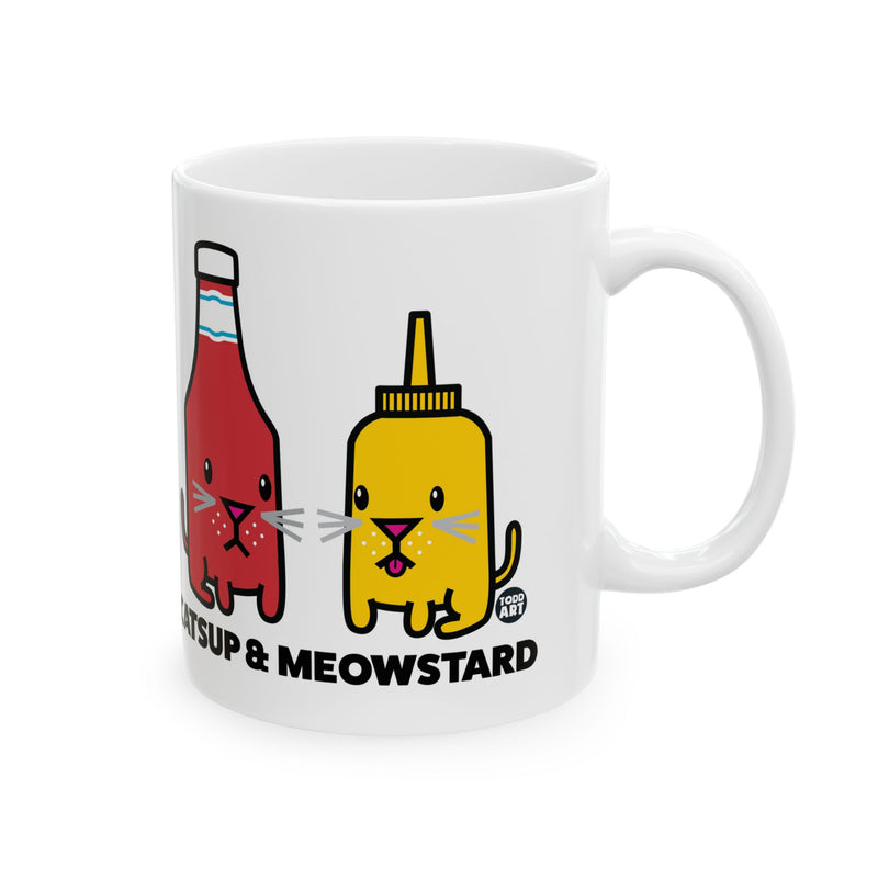 Load image into Gallery viewer, Catsup and Meowstard Coffee Mug, Funny Cat Ketchup and Mustard Pun Mug, Cat Lover Coffee Mug Gift
