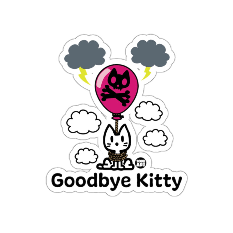 Load image into Gallery viewer, Goodbye Kitty With Balloon Sticker Hilarious Art Sticker
