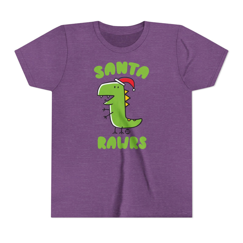 Load image into Gallery viewer, Dinosaur Santa Kids Christmas Tee, Cute Dinosaur Holiday Children&#39;s Shirt, Santa Rawrs Xmas Tee Kids
