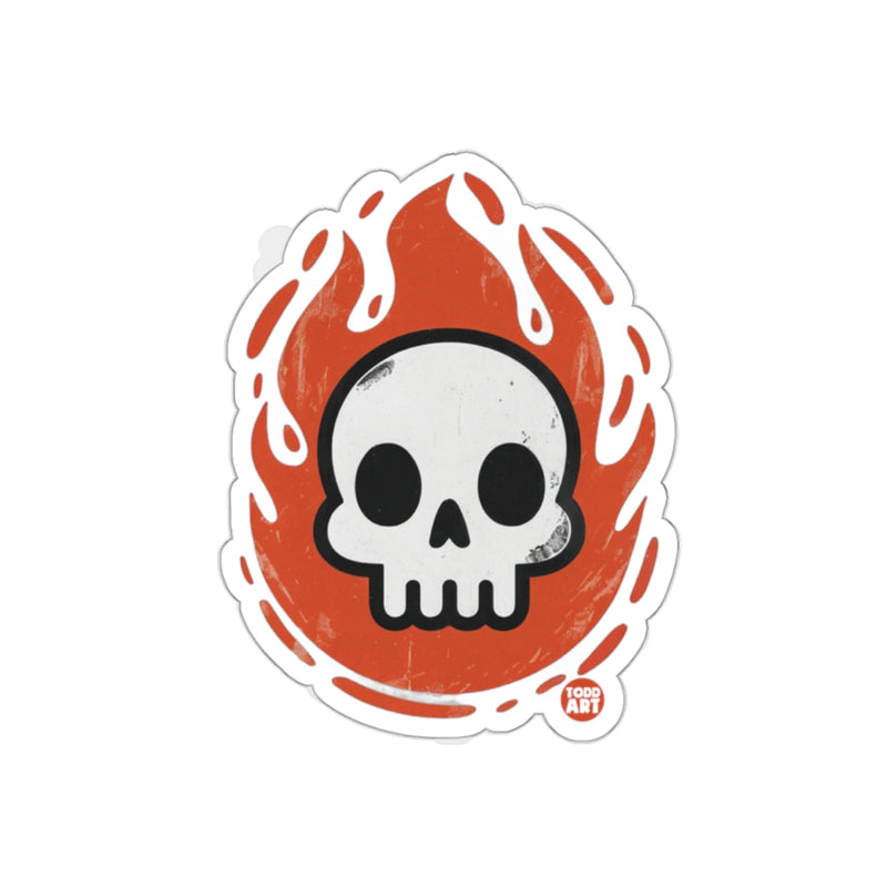 Load image into Gallery viewer, Fiery Skull Graphic with Todd Art Brand Logo sticker
