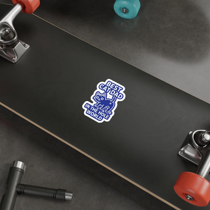 Load image into Gallery viewer, Best Cat Dad In The Hole World Skateboard Sticker
