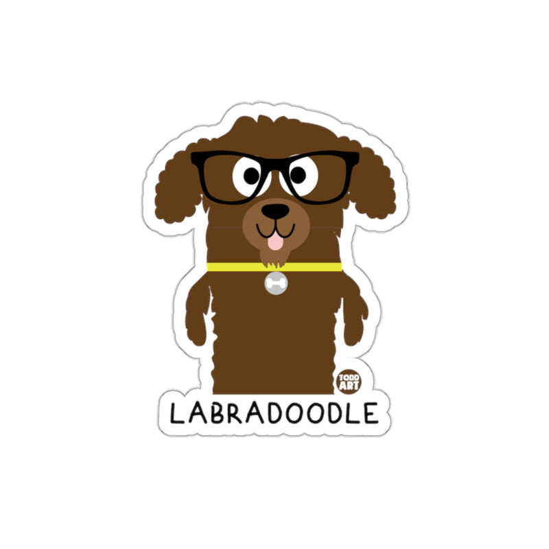 Load image into Gallery viewer, Cute Labradoodle With Glasses Cartoon Design Sticker
