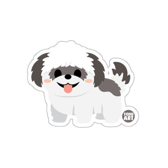 Cute Smiling Fluffy Dog Illustration Sticker