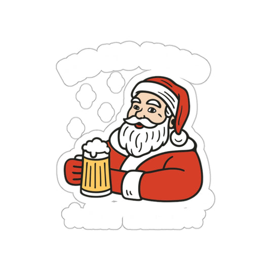 Santa Claus Holding Beer Sticker Christmas Design