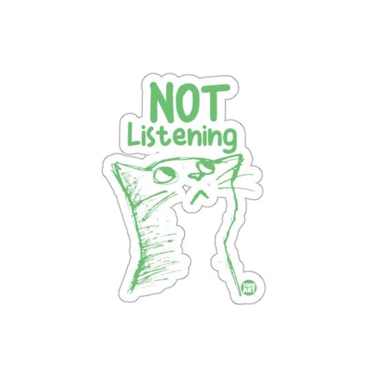 Not Listening Green Cat Design Sticker