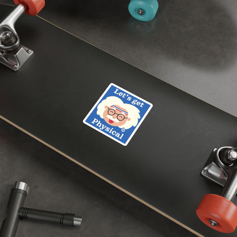 Load image into Gallery viewer, Let's get Physical Cartoon Scientist Sticker 
