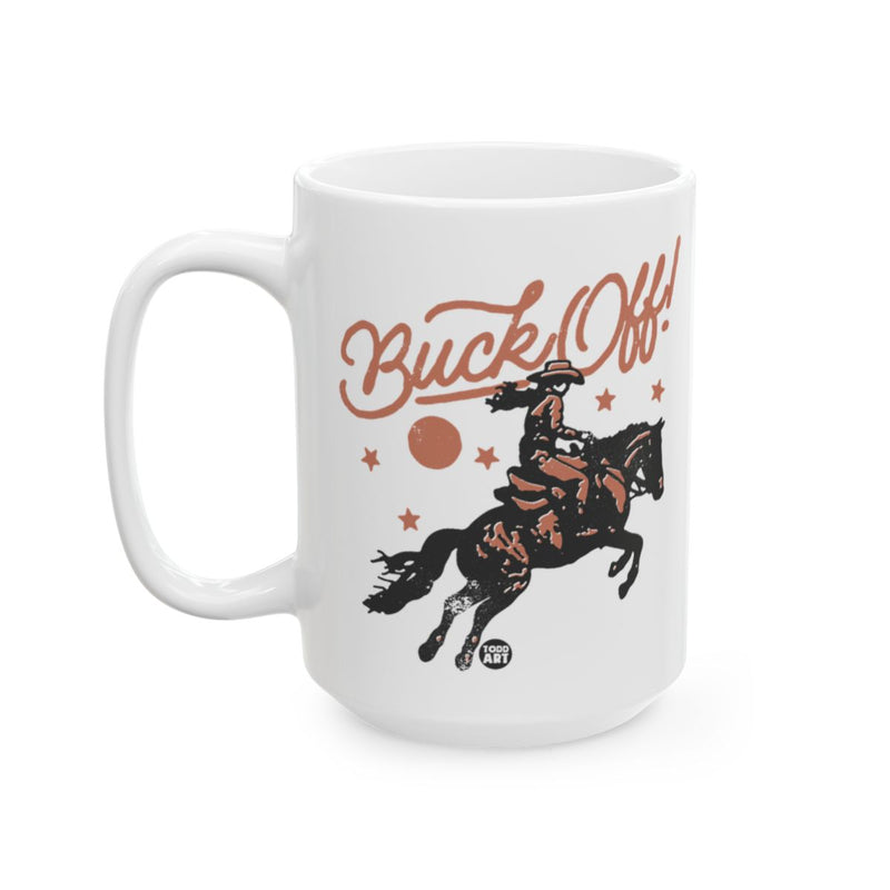 Load image into Gallery viewer, Buck Off Cowboy Riding Horse Printed Mug
