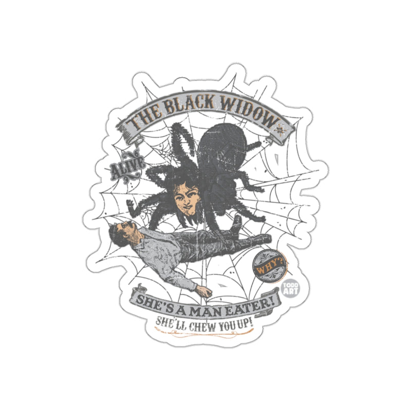 Load image into Gallery viewer, Black Widow She's A Man Eater Sticker Fun Design

